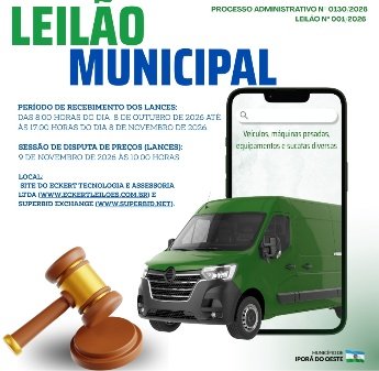 Município promove leilão eletrônico com veículos, máquinas e diversos outros bens